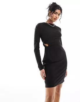 Мини-платье с вырезом и драпировкой черного цвета Vero Moda