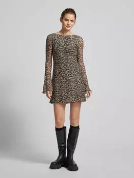 Мини-платье с вырезом-лодочкой Review, бежевый