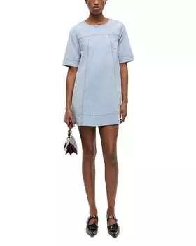 Мини-платье с вырезом на спине GANNI, синий
