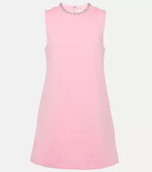 Мини-платье с вырезом, украшенным кристаллами Area, розовый