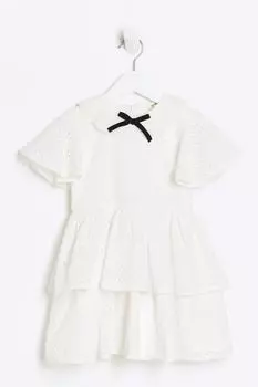 Мини-Платье с вышивкой для девочек River Island, белый