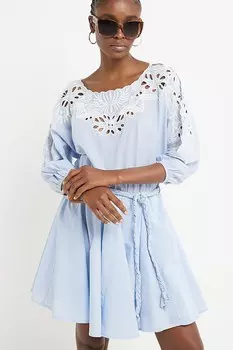 Мини платье с вышивкой River Island, синий