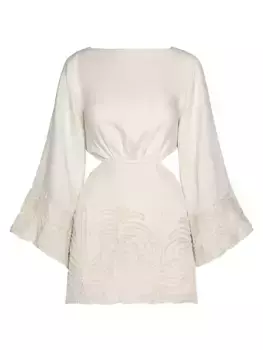 Мини-платье с вышивкой Shared Present Johanna Ortiz, экрю