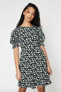 Мини-платье с высоким цветочным принтом и оборкой по подолу Dorothy Perkins, мультиколор