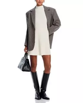 Мини-платье с высоким воротником из букле AQUA, слоновая кость/кремовый