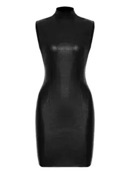 Мини-платье с высоким воротом и эффектом крокодила Lika, черный