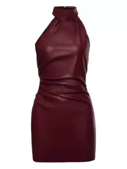 Мини-платье с высокой горловиной и драпировкой Lika, красный