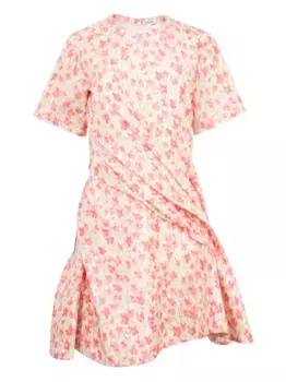 Мини-платье с закрученным цветочным принтом LOEWE, розовый