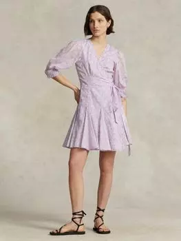 Мини-платье с запахом и цветочным принтом Polo Ralph Lauren Soma, цвет винтажной сливы