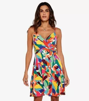 Мини-платье с запахом и принтом абрикосовых листьев Apricot, красный