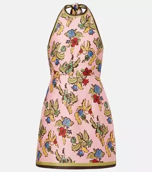 Мини-платье с запахом из льняной смеси в цветочном принте Almais, разноцветный