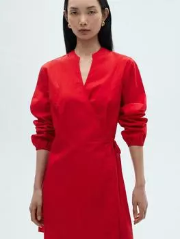 Мини-платье с запахом popi Mango, красный