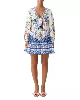 Мини-платье с завязками и рукавами-блузон Camilla, мультиколор