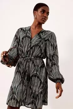 Мини-платье с жаккардовым узором Mint Velvet, зеленый