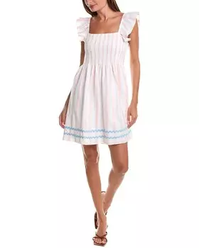 Мини-платье Sail to Sable со сборками и развевающимися бретелями, розовый