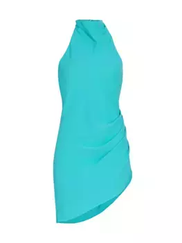 Мини-платье Samba со сборками и бретелькой на шее Amanda Uprichard, цвет marina