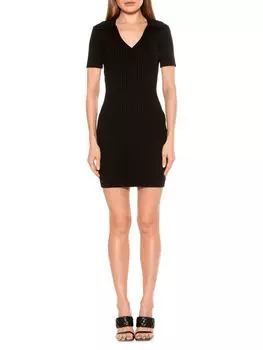 Мини-платье Sammi с трикотажным воротником в рубчик Alexia Admor, черный