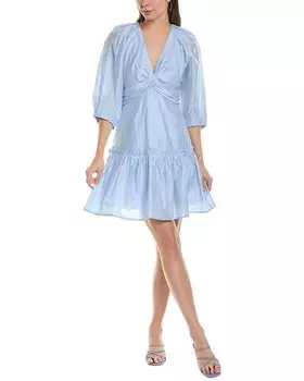 Мини-платье Sandro из льняной ткани, синий