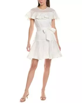 Мини-платье Sandro из льняной ткани, белый