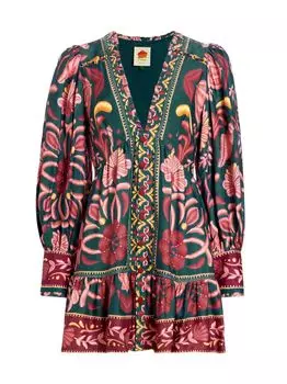 Мини-платье Seashell Tapestry с пышными рукавами Farm Rio