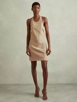 Мини-платье сесили из шерсти с завязками на спине Reiss, цвет Light Brown