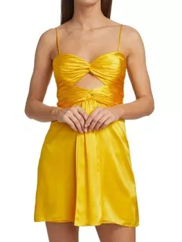 Мини - Платье Шелковое Cinq Sept Beck с вырезами, dandelion