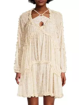 Мини - Платье Шифоновое Aurum в стиле кафтан, beige