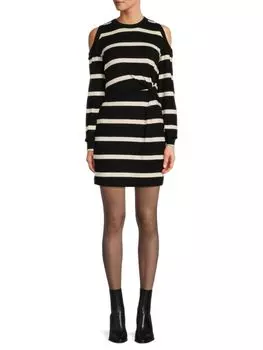 Мини-платье Shirley в полоску Tanya Taylor, цвет Black Cream