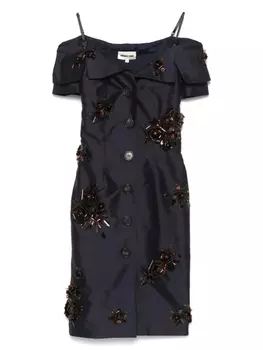 Мини-платье SHUSHU/TONG с цветочной аппликацией, синий