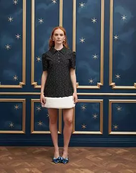 Мини-платье Sister Jane с отделкой из искусственного меха стразами черного цвета