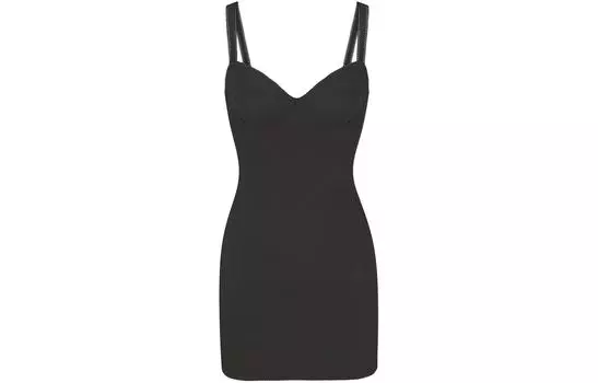 МИНИ-ПЛАТЬЕ SKIMS COTTON RIB PICOT CAMI, ПЛАТЬЕ-КОМБИНАЦИЯ, ЖЕНСКОЕ, СЕРЫЙ/ДЫМЧАТЫЙ