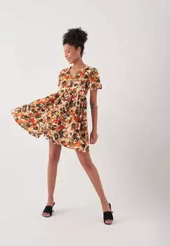 Мини-Платье смокингов с цветочным принтом Herita, оранжевый
