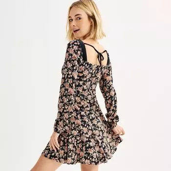 Мини-платье SO для подростков с длинными рукавами и вырезом сердечком SO