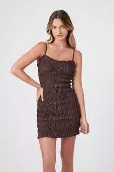 Мини-платье со сборками Forever 21, коричневый