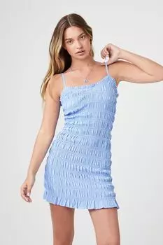 Мини-платье со сборками Forever 21, синий