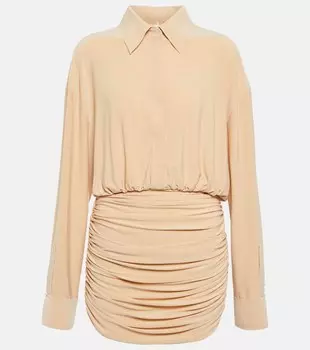 Мини-платье со сборками NORMA KAMALI, бежевый