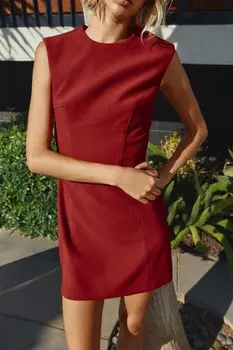 Мини-платье со швами ZARA, бордовый