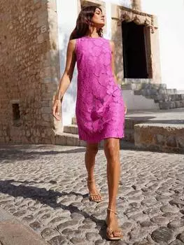 Мини-платье-сорочка с цветочным кружевом Ro&Zo, розовый