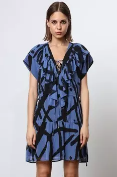 Мини-Платье Spark с многослойной юбкой и абстрактным принтом Religion, синий