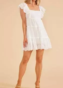 Мини-платье Starling с оборками белого цвета MINKPINK