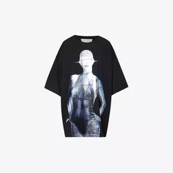 Мини-платье Stella McCartney x Sorayama из хлопкового джерси с графическим принтом Stella Mccartney, черный