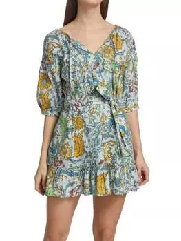 Мини-платье Suzie Kondi с рюшами vari batik, голубой