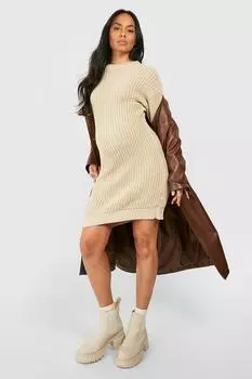 Мини-платье-свитер для беременных с напуском Boohoo, серый
