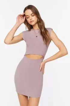 Мини-платье-свитер с вырезами Forever 21, серый