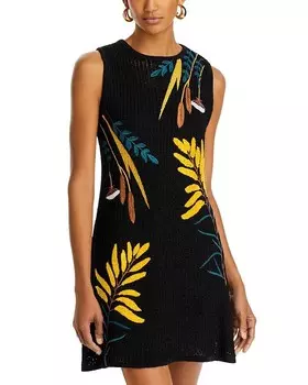 Мини-платье-свитер с вышивкой Misook, черный