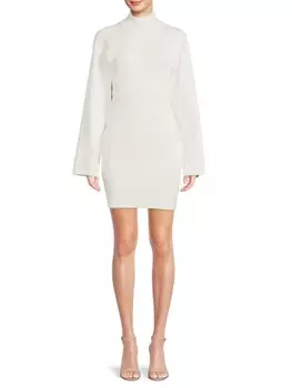 Мини-платье-свитер в рубчик Hervé Léger White