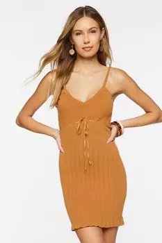 Мини-платье-свитер в рубчик на бретельках Forever 21