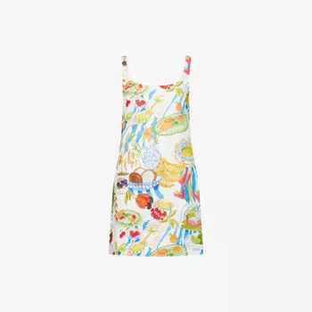 Мини-платье Table Farm Rio льняное с бретелями на плечах, белый