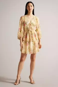 Мини платье Tamziiy с v образным вырезом и принтом ggt Ted Baker, коричневый