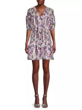 Мини-платье Tanya Taylor с заниженной талией valentina, белый/фиолетовый